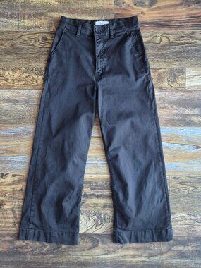 KOTN Egyptian Cotton Straight Wide-Leg Copped Pants Zip Pocket Black